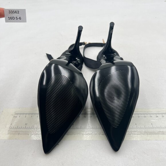 FSJ Black Pointed Toe D'Orsay High Heel Slingback Pumps Sandals Cutout Shoes - Picture 7 of 8